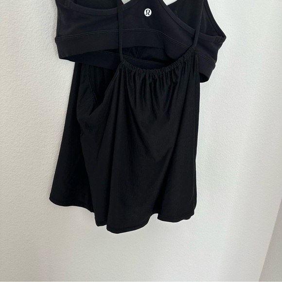 Lululemon Flow Y 2-in-1 Tank Top Solid Black Size 8 Women’s Built In Sports Bra - Picture 11 of 11